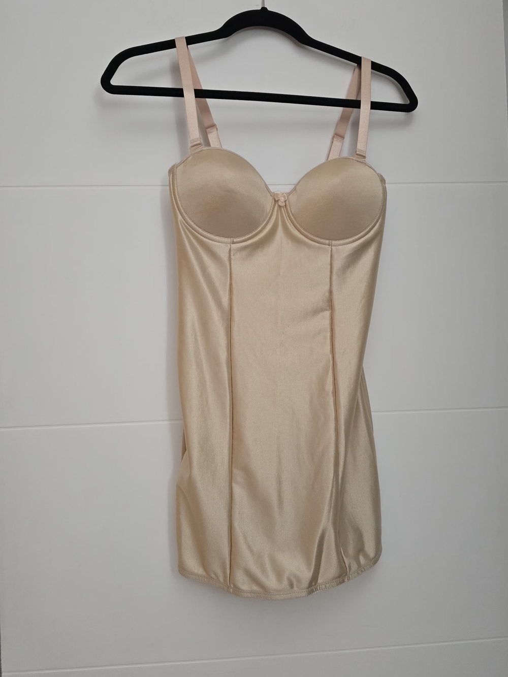 Frederick's of Hollywood Nude Satin Underwire Bustier Slip 34B